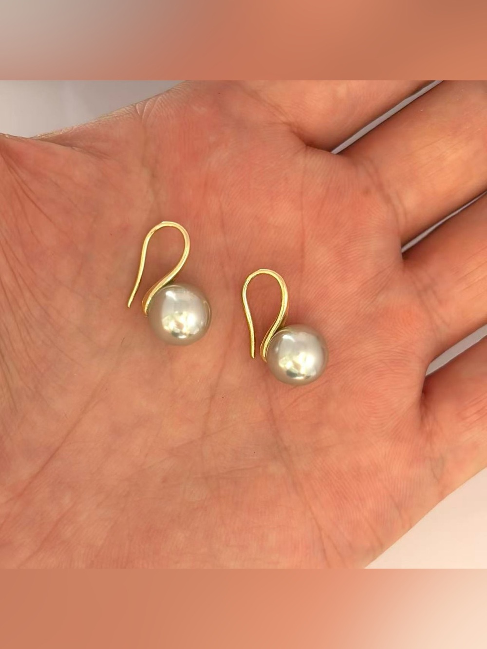 10mm Gray Pearl Dangle Drop Earrings for Women